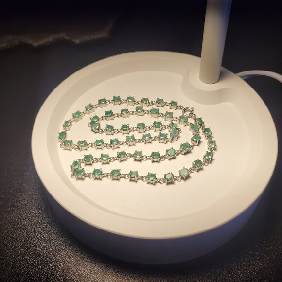 Emerald Necklace 53 Natural Stones Over 12ct May Birthstone 20" Long Sterling - Picture 5 of 15